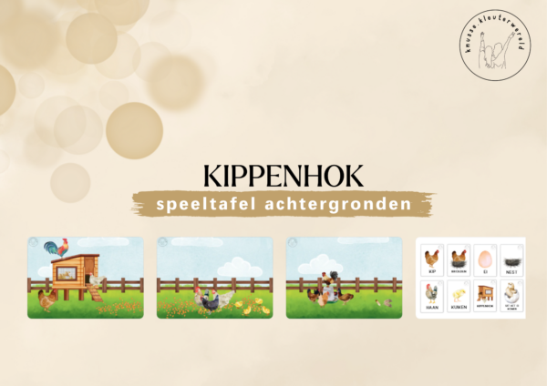 Kippenhok achtergrond + woordkaarten