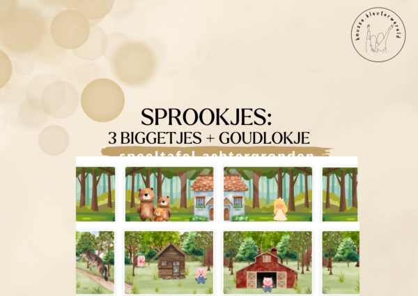 Sprookjes achtergronden - 3 biggetjes + Goudlokje